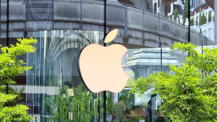 Logo Apple su sfondo bianco